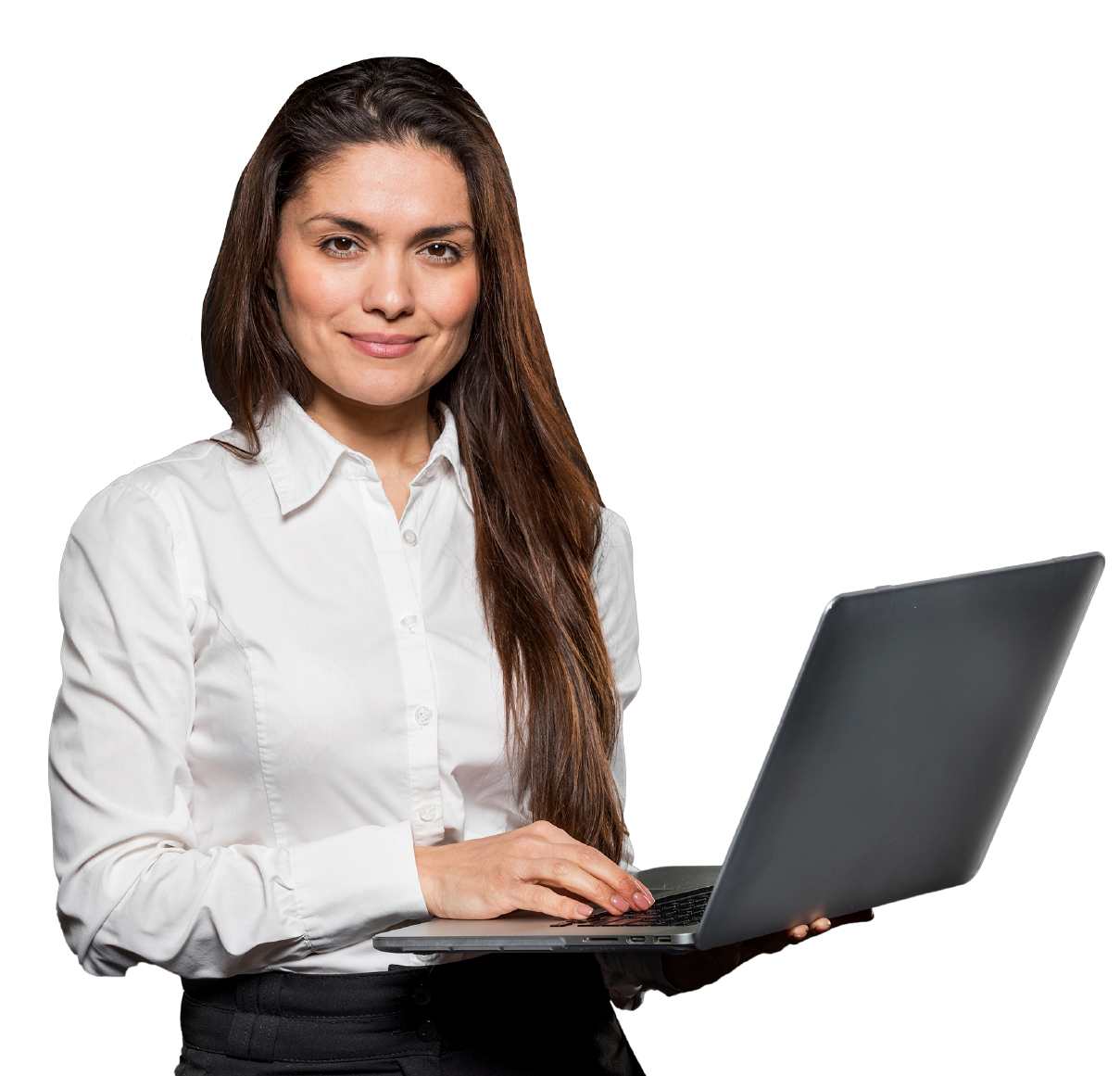 Mujer con diadema de atención telefónica.