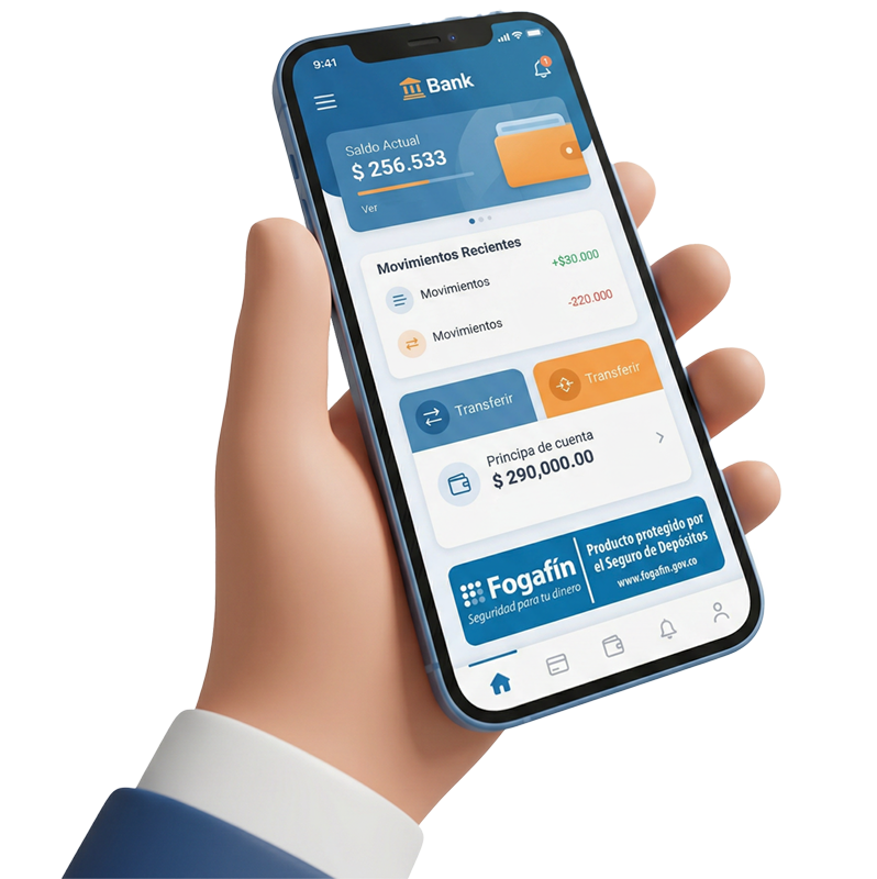 Manos sobre smartphone con app de entidad inscrita